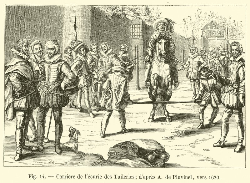 Karrier a Tuileriák istállójában; A de Pluvinel után, 1620 körül alkotó: French School