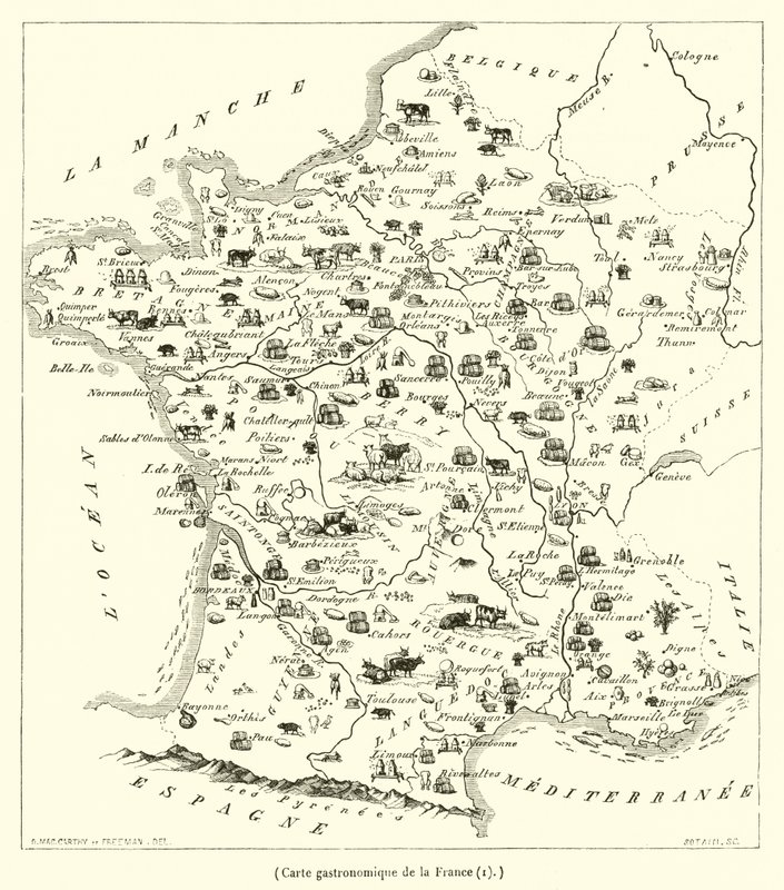 Franciaország gasztronómiai térképe (metszet) alkotó: French School