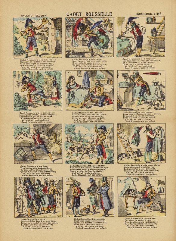 Rajzfilm csík Cadet Rousselle-ről alkotó: French School