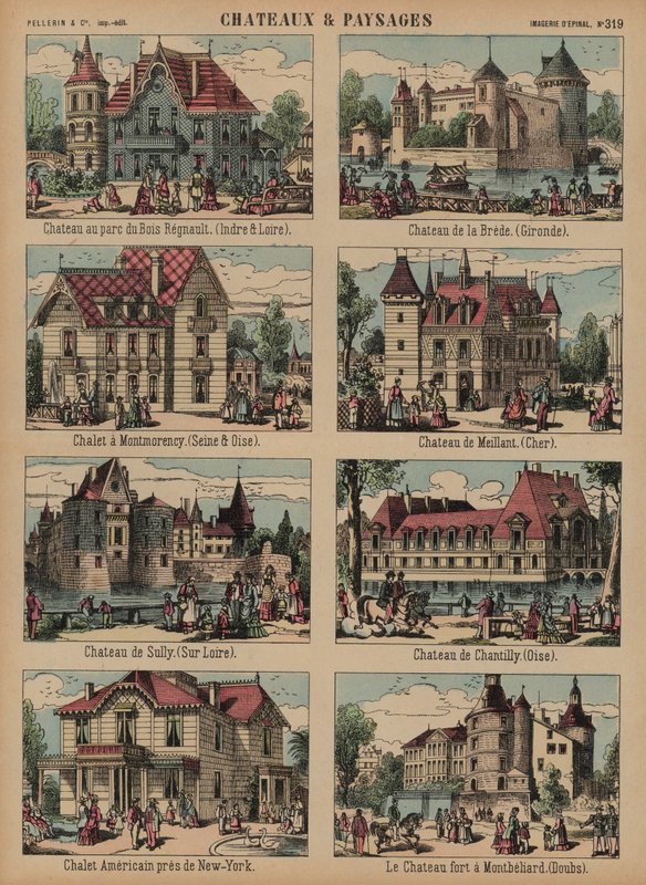 Várak és tájak (színes metszet) alkotó: French School