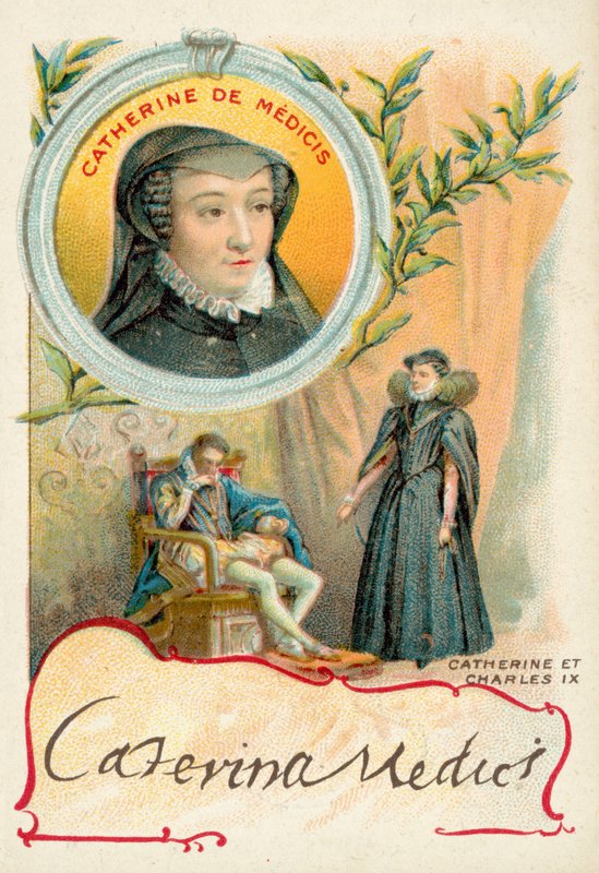 Katalin de Medici és férje, IX. Károly francia (chromolitho) alkotó: French School