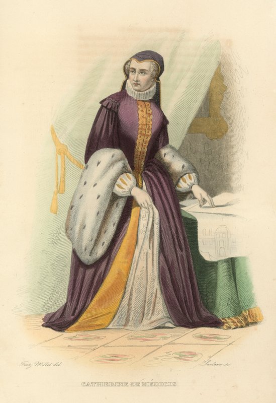 Catherine de Medici (színes metszet) alkotó: French School