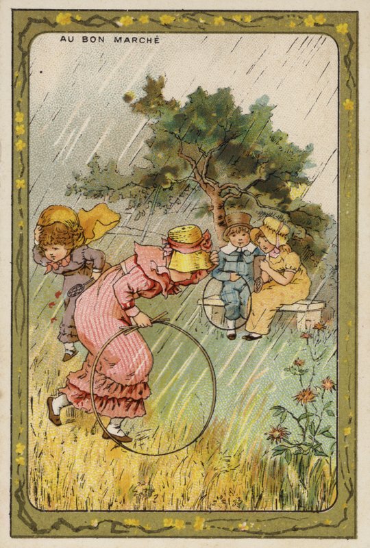 Kikapott az esőben (chromolitho) alkotó: French School