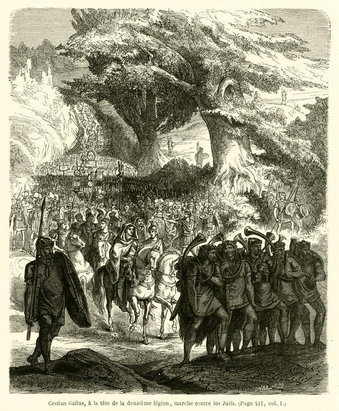 Cestius Gallus a tizenkettedik légió élén a zsidók ellen vonul (metszet) alkotó: French School