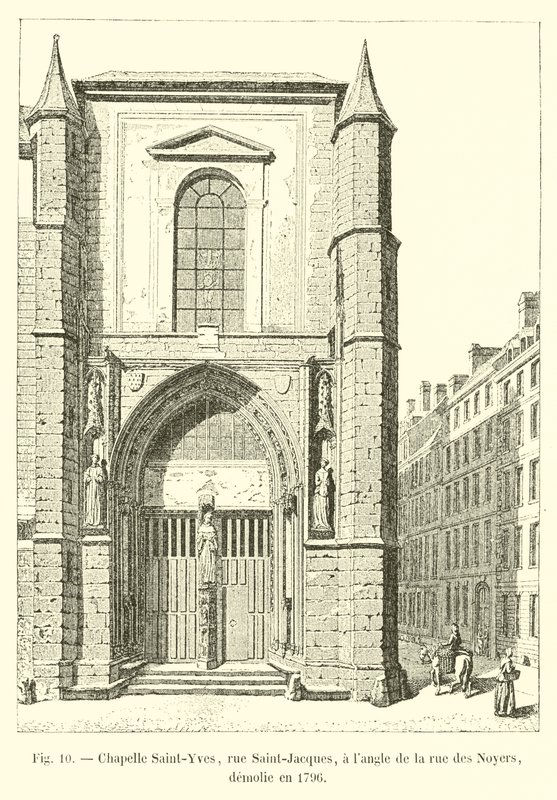 Saint-Yves kápolna, rue Saint-Jacques, a rue des Noyers sarkán, 1796-ban lebontották alkotó: French School