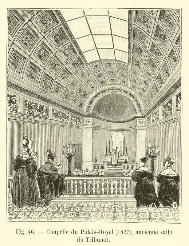 A Palais-Royal kápolnája, 1827, a Tribunatus egykori terme alkotó: French School