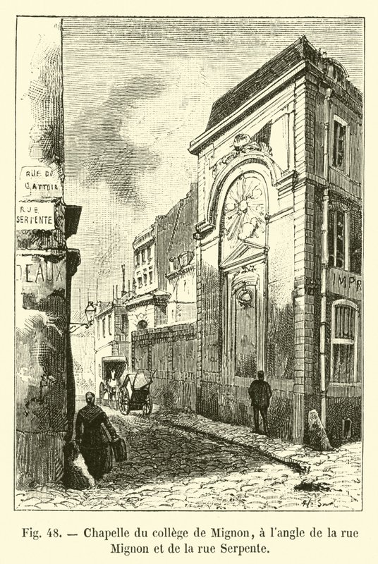 A Collège de Mignon kápolnája a rue Mignon és a rue Serpente sarkán alkotó: French School