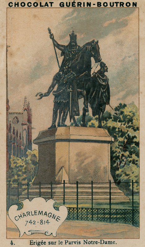 Charlemagne, 742-814, a Parvis Notre-Dame-on emelték alkotó: French School