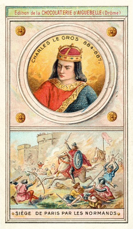 Kövér Károly és Párizs ostroma a vikingek által, 885-886 (chromolitho) alkotó: French School