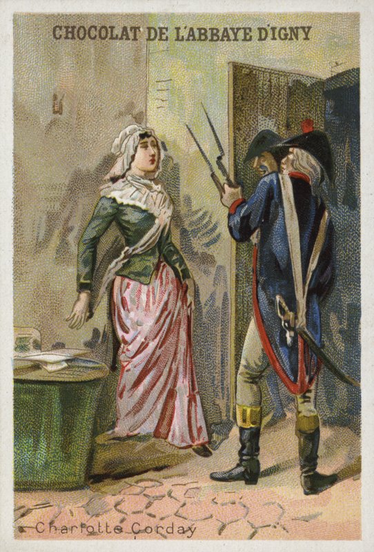 Charlotte Corday, a francia forradalmi jakobinus vezető, Jean-Paul Marat bérgyilkosa alkotó: French School