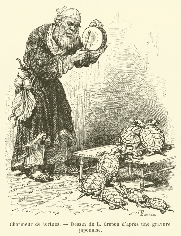 Turtle Charmer (metszet) alkotó: French School