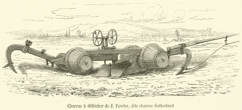 Charrue a defricher de J Fowler, dite charrue Sutherland (engraving) alkotó: French School