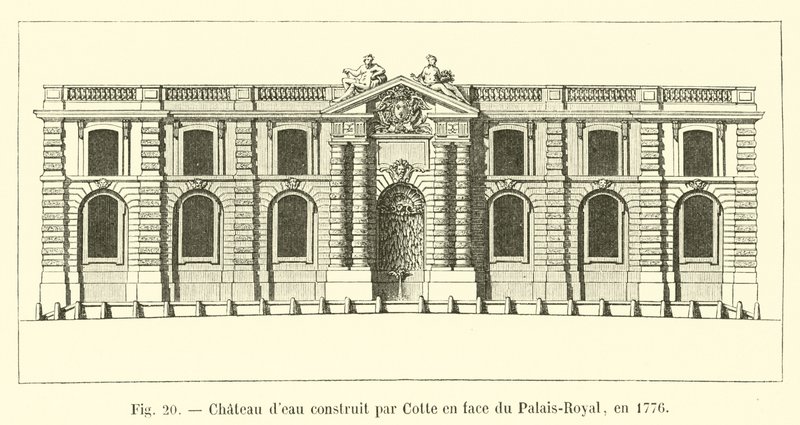 Víztorony, amelyet Cote épített a Palais-Royallal szemben, 1776-ban alkotó: French School