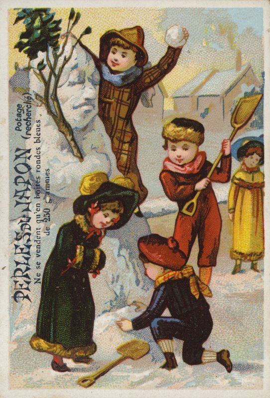 Gyerekek építenek hóembert, Perles Du Japon alkotó: French School