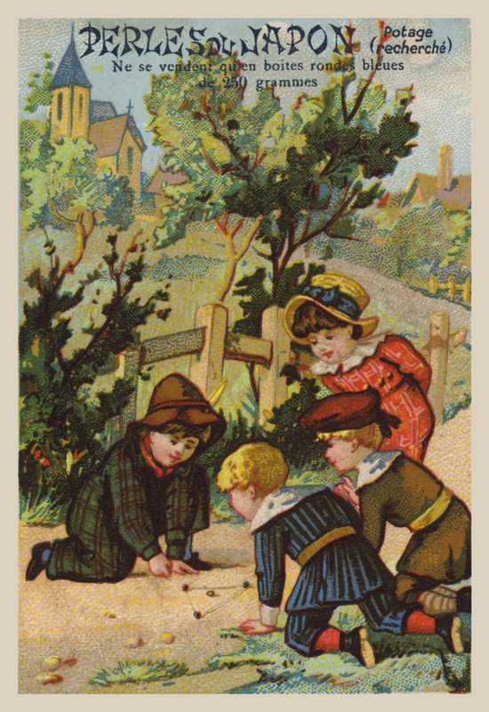 Márványt játszó gyerekek (chromolitho) alkotó: French School