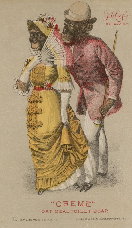 Csimpánzok divatos ruházatban alkotó: French School