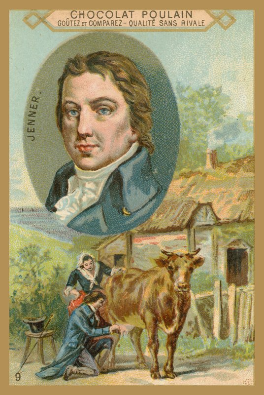 Csokoládé Poulain kereskedelmi kártya, Edward Jenner alkotó: French School