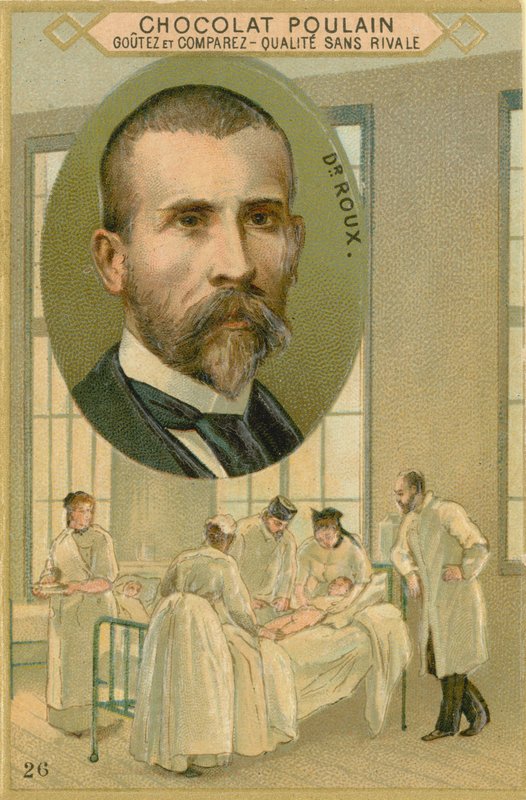 Csokoládé Poulain kereskedelmi kártya, Pierre Paul Emile Roux alkotó: French School