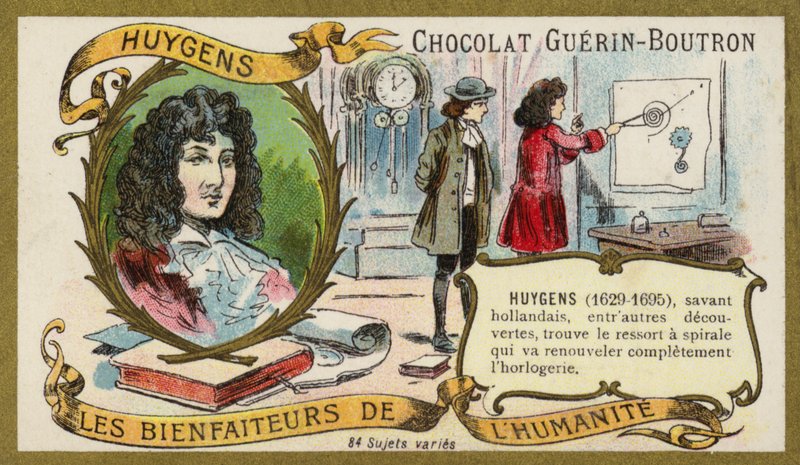 Christiaan Huygens holland fizikus, matematikus, csillagász és horológus (chromolitho) alkotó: French School