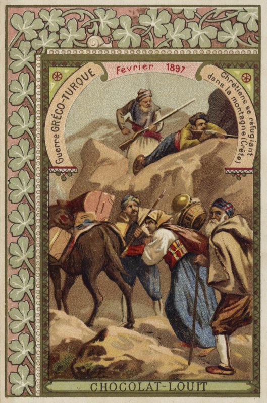 Menedéket kereső keresztények Kréta hegyeiben, görög-török háború, 1897. február alkotó: French School