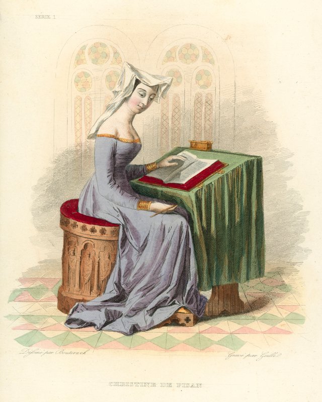 Christine de Pisan (színes metszet) alkotó: French School