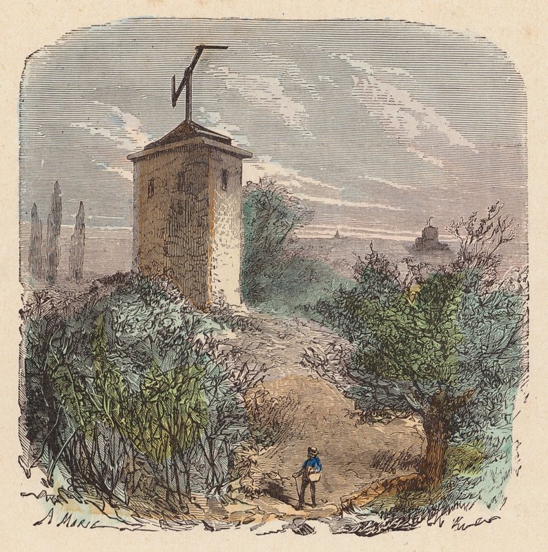 Claude Chappe távírórendszere, Franciaország (színes metszet) alkotó: French School