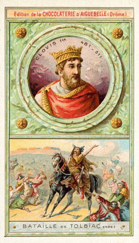 I. Clovis a tolbiaci csatában, 496 (chromolitho) alkotó: French School