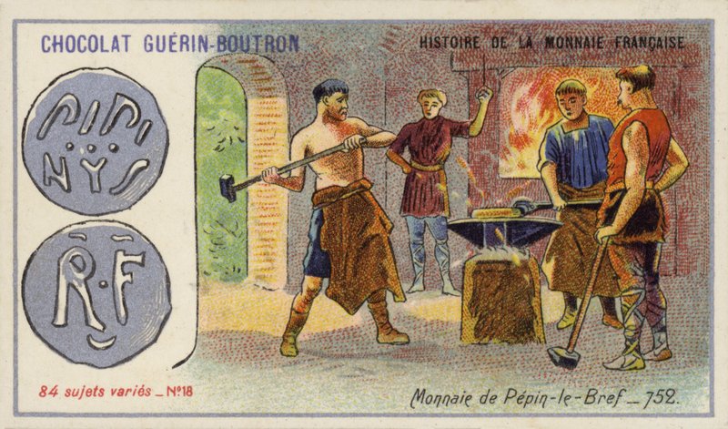 Rövid Pepin érméi, 752 (chromolitho) alkotó: French School