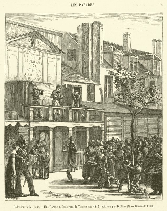 Mme Baur gyűjteménye, Felvonulás a Boulevard du Temple-n 1816 körül (metszet) alkotó: French School