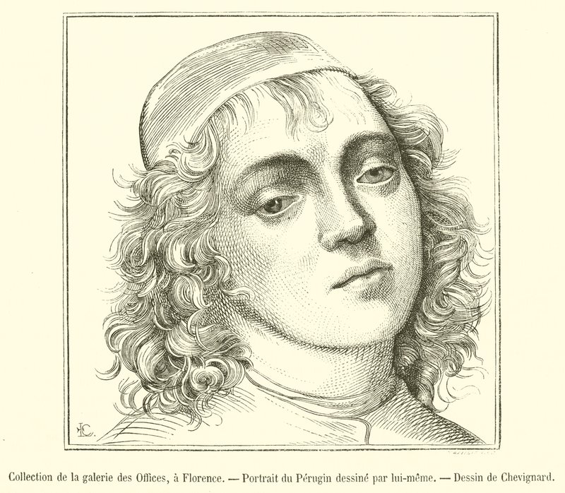 Az Uffizi Galéria gyűjteménye, Firenze, Perugin portréja (metszet) alkotó: French School