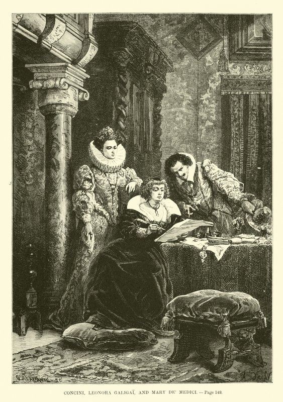 Concini, Leonora Galigai és Mary de Medici alkotó: French School