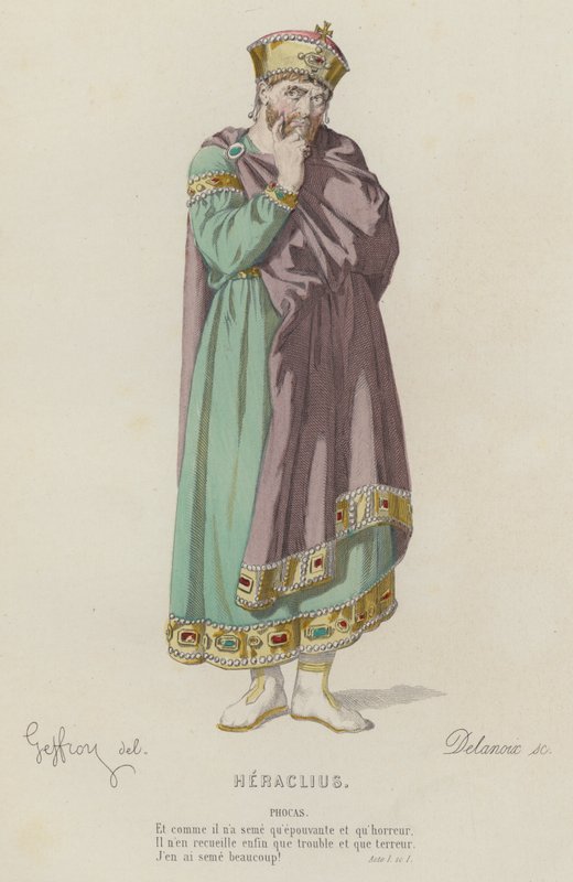 Corneille, Heraclius, I. felvonás, Sc I (színes metszet) alkotó: French School