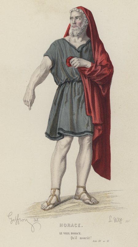 Corneille, Horatius, III. felvonás, Sc VI (színes metszet) alkotó: French School