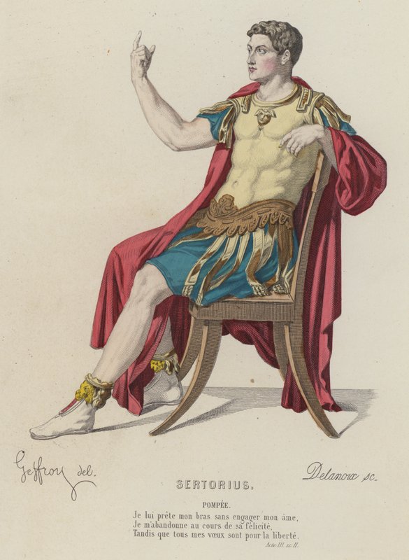 Corneille, Sertorius, Act III, Sc II (színes metszet) alkotó: French School