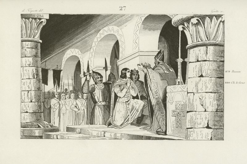 III. Lajos és Károly koronázása Nyugat-Francia királyává, 879 alkotó: French School