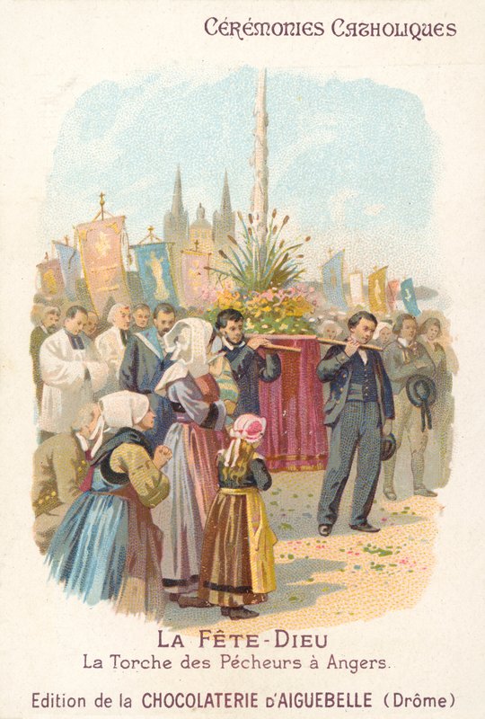 A franciaországi Angers-i halászok Corpus Christi körmenete (chromolitho) alkotó: French School