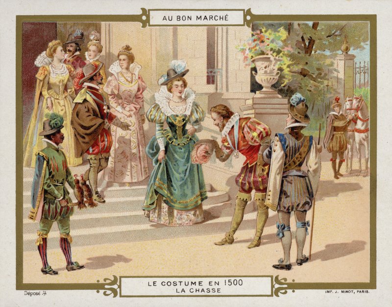 Jelmez 1500-ban - vadászat (chromolitho) alkotó: French School