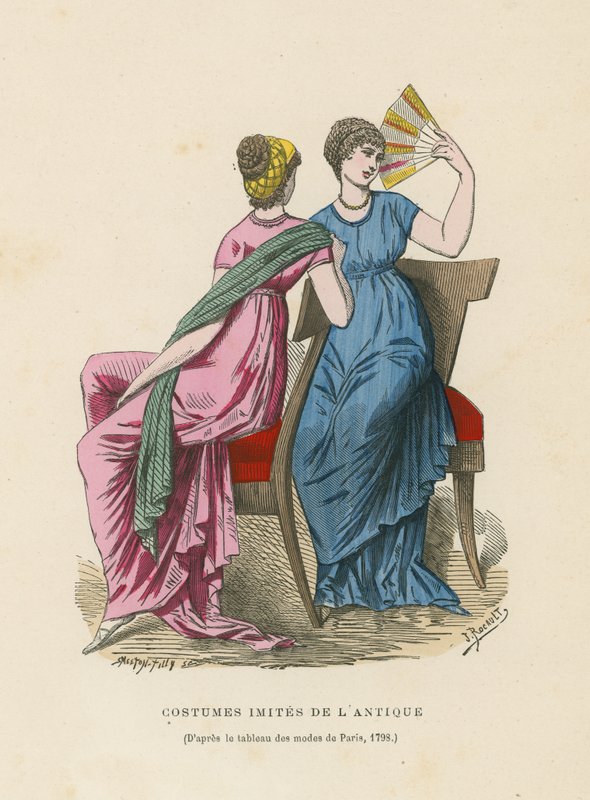 Az ókor viseletét utánzó jelmezek, 1798 alkotó: French School
