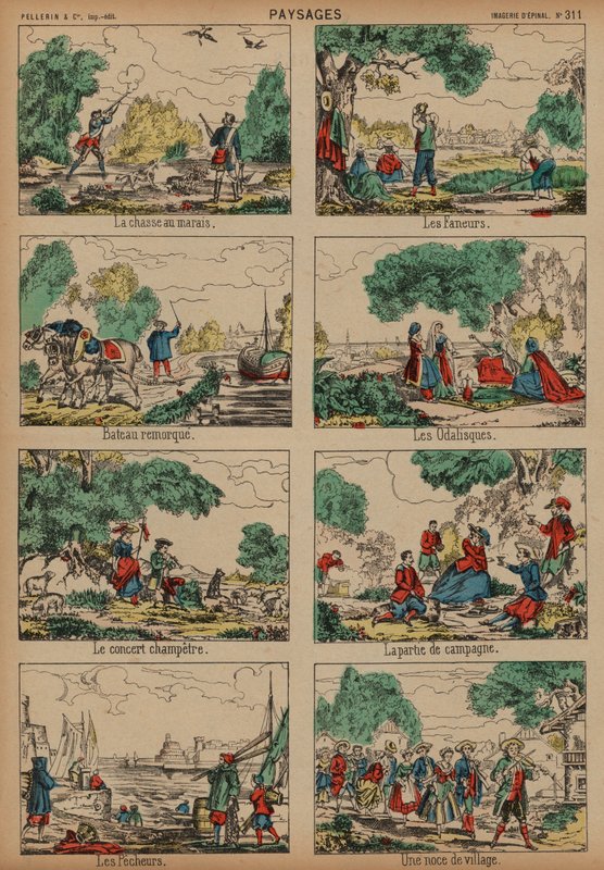 Vidéki jelenetek (színes metszet) alkotó: French School