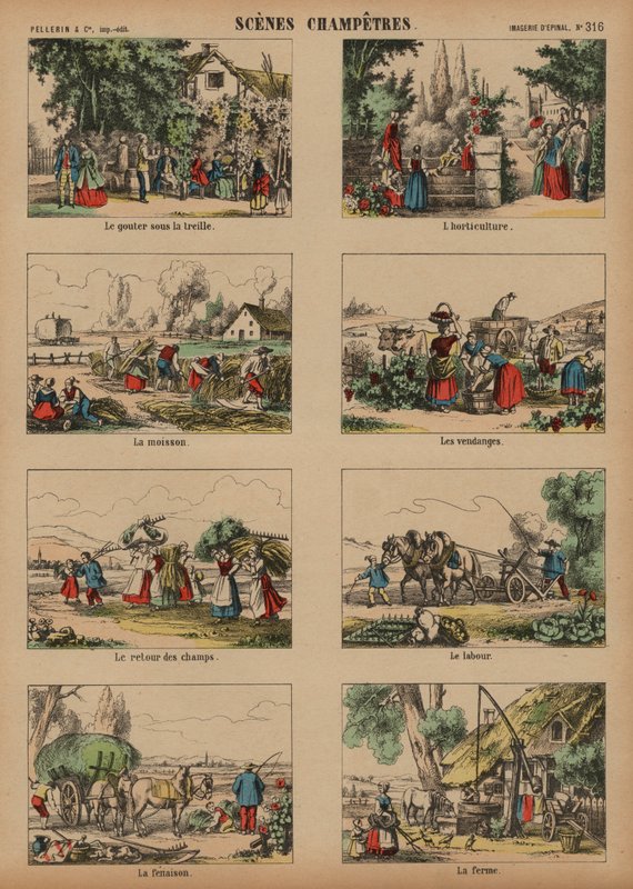 Vidéki jelenetek (színes metszet) alkotó: French School