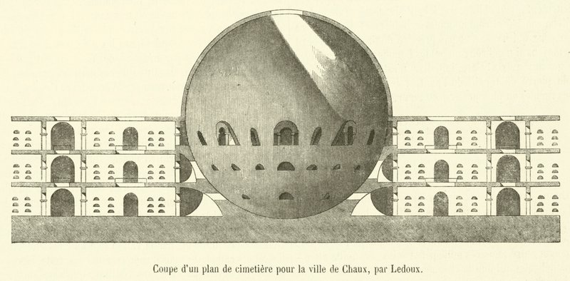 Chaux város temetőtervének metszete (metszet) alkotó: French School