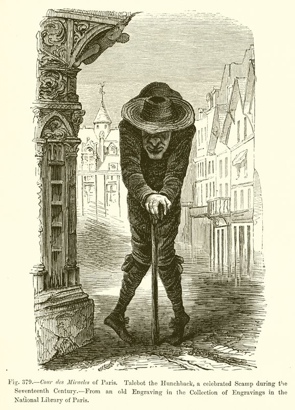 Cour des Miracles of Paris. Talebot, a púpos, a tizenhetedik század ünnepelt csapdája alkotó: French School