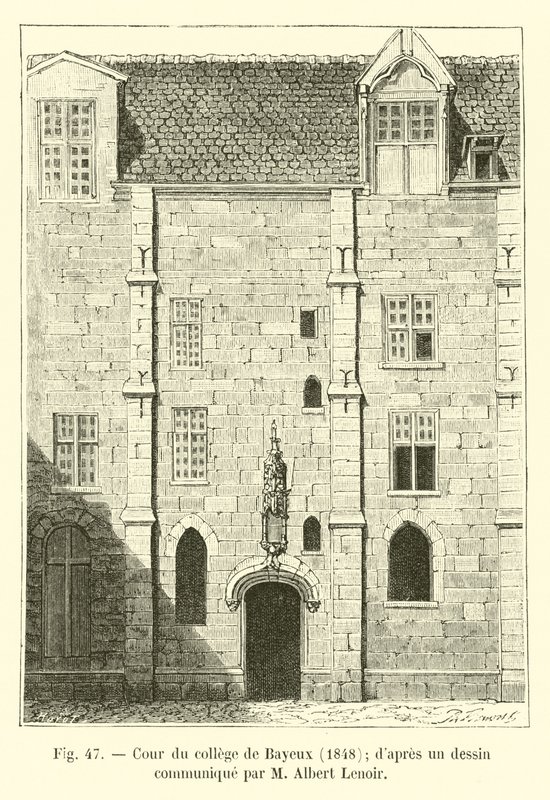 Bayeux-i főiskola udvara, 1848; M Albert Lenoir által közölt rajzból alkotó: French School