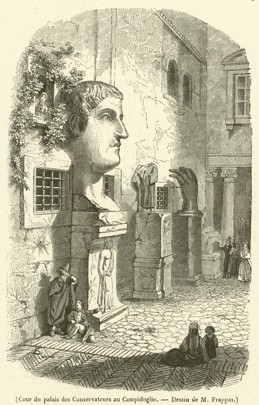 A Campidoglio-i Palazzo dei Conservatori udvara (metszet) alkotó: French School