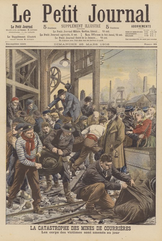 Courrieres bányakatasztrófa, Franciaország (színes litho) alkotó: French School