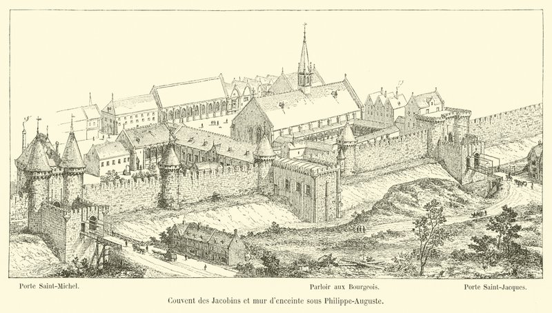 A jakobinusok kolostora és a Philippe-Auguste alatti kerítésfal alkotó: French School