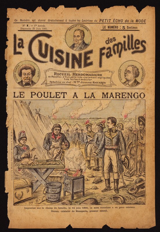 A Marengo csirke megalkotása (színes metszet) alkotó: French School