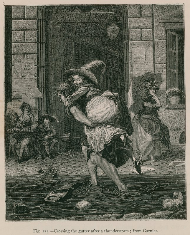 Átkelés az ereszcsatornán zivatar után; a Garniertől alkotó: French School