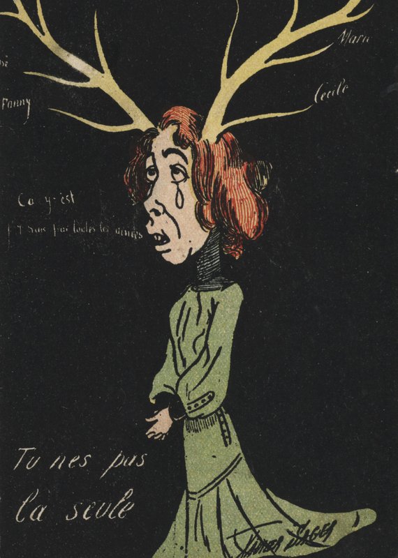 Síró, agancsos nő (színes litó) alkotó: French School