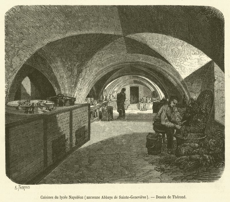 A Napóleon Lycee, az egykori Sainte-Genevieve apátság konyhái (metszet) alkotó: French School